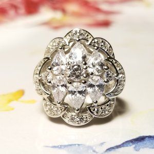 Bella Luce White CZ Cluster Cocktail SS Ring